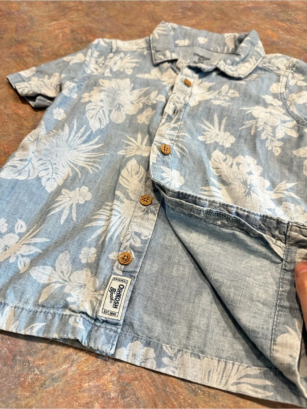 🤑EU OshKosh B'gosh Light Blue Floral Button-Front Kids Shirt🤑